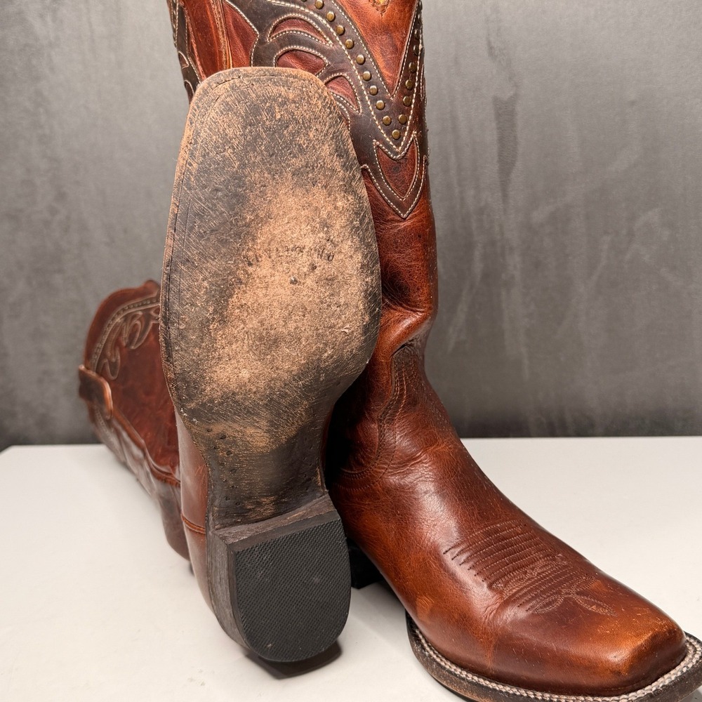 Idyllwind Boots Womens 9B Brown Leather Square Toe Studded Tough Cookie Western - Picture 6 of 10